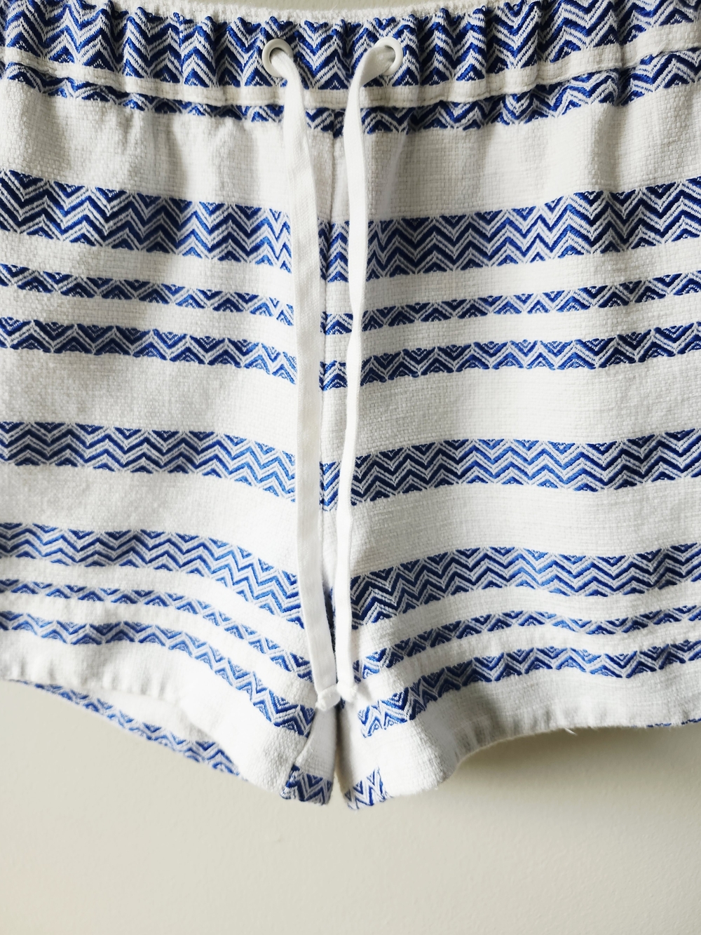 White and Blue Striped Terry Shorts - Picture 6 of 8